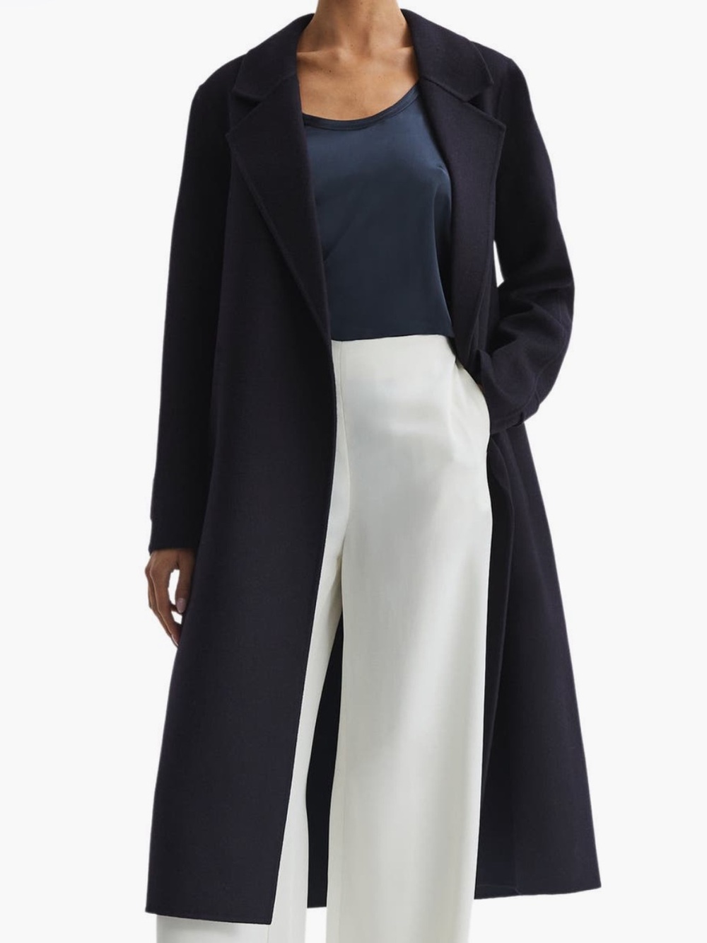 Reiss Brooks Belted Wool Blend Coat